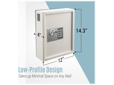 AdirOffice 40-Key Digital Lock Key Cabinet with Key Tags, White (680-40-WHI-689-PKG)