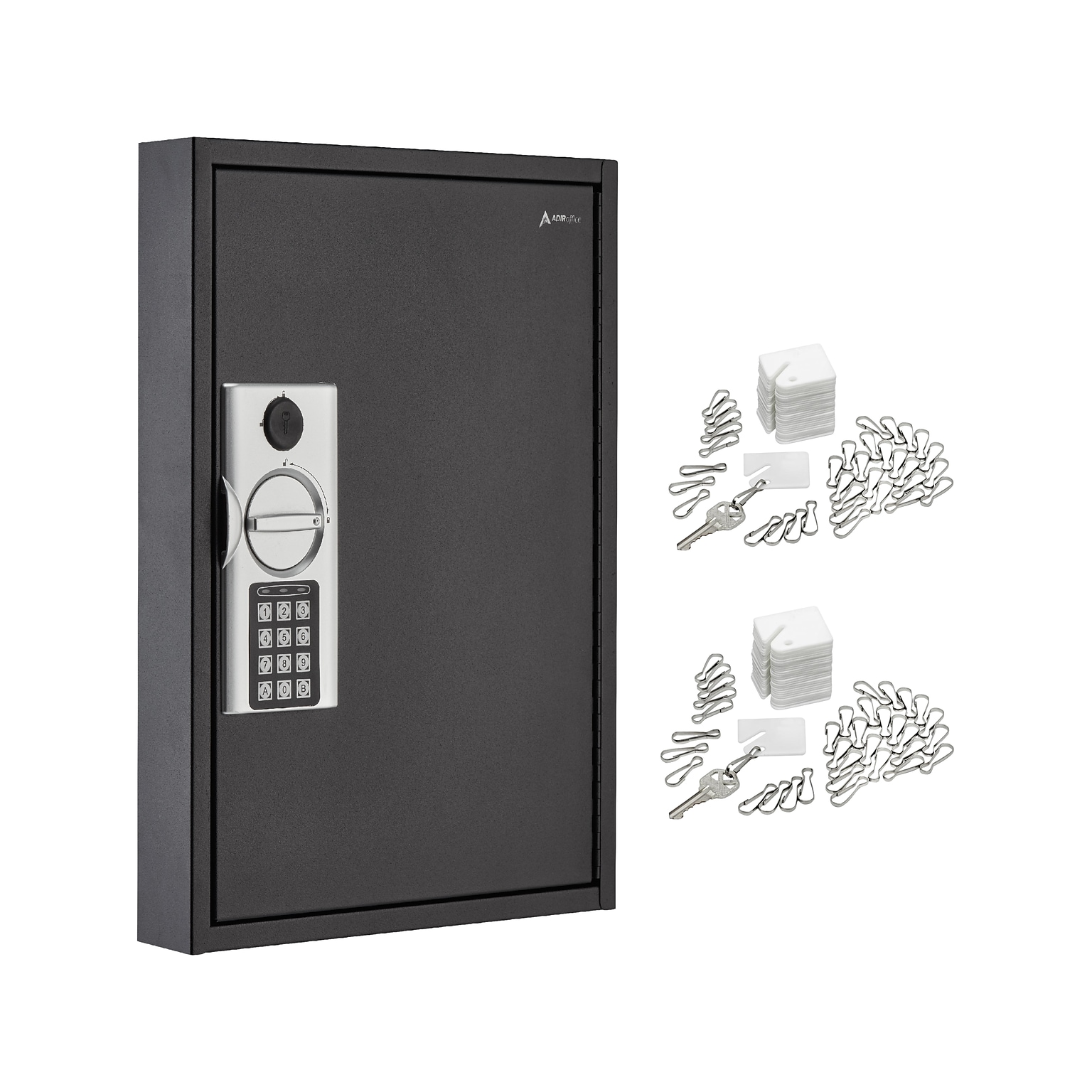 AdirOffice 60-Key Digital Lock Key Cabinet with Key Tags, Black (680-60-BLK-689-PKG)