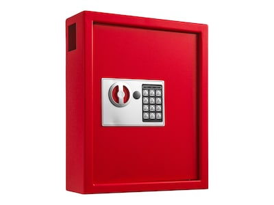 AdirOffice 40-Key Digital Lock Key Cabinet with Key Tags, Red (680-40-RED-689-PKG)