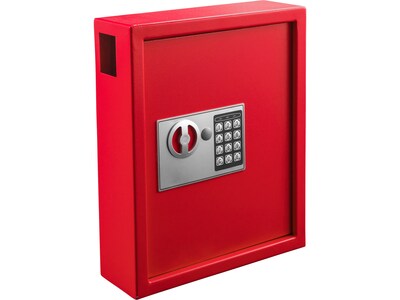 AdirOffice 40-Key Digital Lock Key Cabinet with Key Tags, Red (680-40-RED-689-PKG)