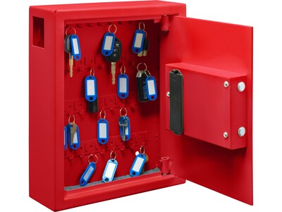 AdirOffice 40-Key Digital Lock Key Cabinet with Key Tags, Red (680-40-RED-689-PKG)