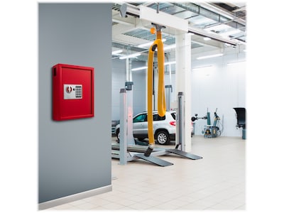 AdirOffice 40-Key Digital Lock Key Cabinet with Key Tags, Red (680-40-RED-689-PKG)