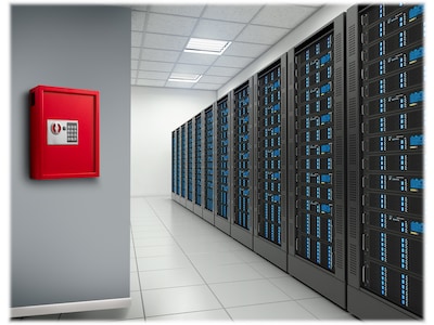 AdirOffice 40-Key Digital Lock Key Cabinet with Key Tags, Red (680-40-RED-689-PKG)