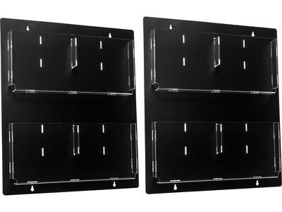 AdirOffice Acrylic Magazine Rack with Adjustable Pockets, Black, 2/Pack (640-2023-BLK-2PK)