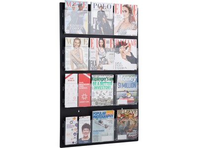 AdirOffice Acrylic Magazine Rack with Adjustable Pockets, Black, 2/Pack (640-2948-BLK-2PK)