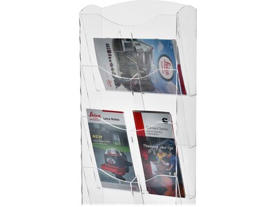 AdirOffice Acrylic Magazine Rack with Adjustable Pockets, Clear, 2/Pack (640-5110-CLR-2PK)