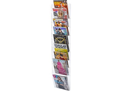 AdirOffice Acrylic Magazine Rack with Adjustable Pockets, Clear, 2/Pack (640-5110-CLR-2PK)