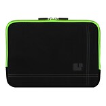 SumacLife Drumm Protective Neoprene Laptop Carrying Sleeve with Back Pocket (Black with Green Edge)