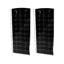 AdirOffice Wall Mounted Acrylic Magazine Rack with Adjustable Pockets, Black, 2/Pack (640-5120-BLK-2