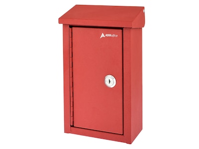 AdirOffice Heavy-Duty Drop Box Mailbox with Suggestion Cards, Large, Red (631-11-RED-PKG)