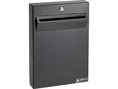 AdirOffice Wall-Mounted Weatherproof Drop Box Mailbox, Large, Black (631-14-BLK-PKG)