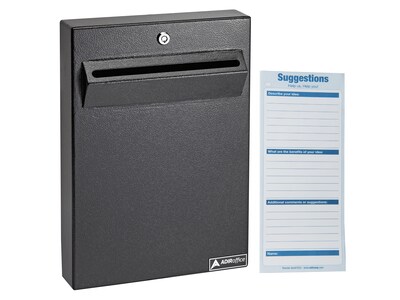 AdirOffice Wall-Mounted Weatherproof Drop Box Mailbox, Large, Black (631-14-BLK-PKG)