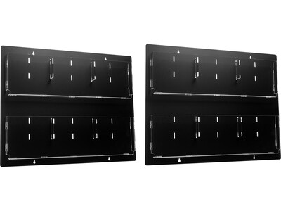 AdirOffice Wall Mounted Acrylic Magazine Rack with Adjustable Pockets, Black, 2/Pack (640-3020-BLK-2PK)