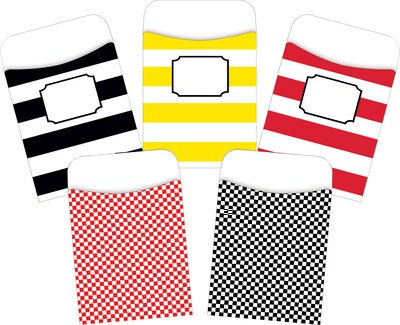Barker Creek Checks & Plaid Peel & Stick Library Pockets, 5.125 x 3.5, 90/Set (4071)