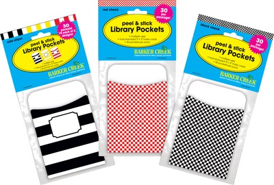 Barker Creek Checks & Plaid Library Pockets, Assorted Designs, 90/Set (4071)