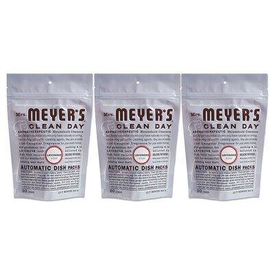 Mrs. Meyers® Automatic Dish Detergent, Lavender, 12.7 oz Pack, 20/Pack, 6 Packs/Carton