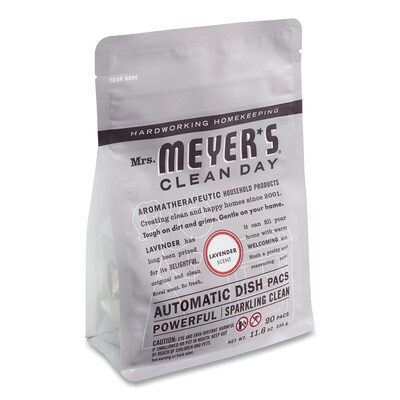 Mrs. Meyer's® Automatic Dish Detergent, Lavender, 12.7 oz Pack, 20/Pack, 6 Packs/Carton