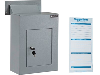 AdirOffice Through-the-Wall Drop Box with Adjustable Chute and Suggestion Cards, Gray (631-10-GRY-PK