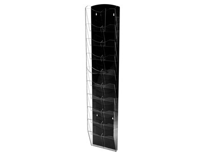 AdirOffice Acrylic Magazine Rack with Adjustable Pockets, Black, 2/Pack (640-5110-BLK-2PK)