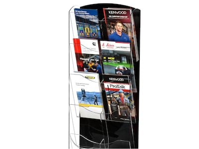 AdirOffice Acrylic Magazine Rack with Adjustable Pockets, Black, 2/Pack (640-5110-BLK-2PK)