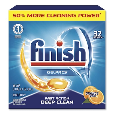 FINISH® Dish Detergent Gelpacs, Orange Scent, 32/Box