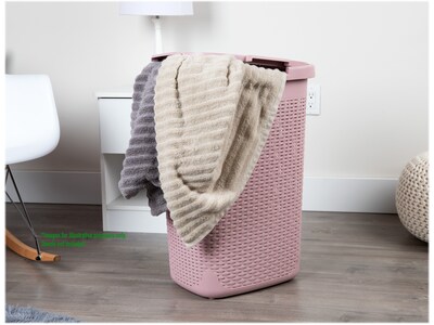 Mind Reader Plastic Laundry Hamper with Lid, Pink (60HAMP-PNK)