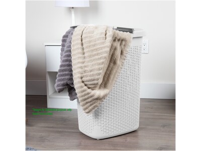 Mind Reader Plastic Laundry Hamper with Lid, White (60HAMP-WHT)
