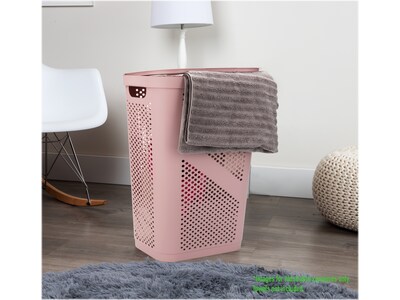 Mind Reader 15.85-Gallon Slim Laundry Hamper with Lid, Plastic, Pink (HBIN60-PNK)