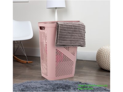 Mind Reader 15.85-Gallon Slim Laundry Hamper with Lid, Plastic, Pink (HBIN60-PNK)