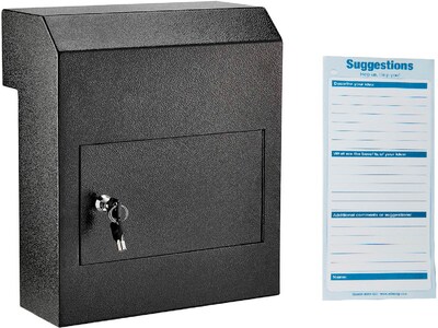 AdirOffice Through-the-Door Safe Locking Drop Box with Suggestion Cards, Black (631-06-BLK-PKG)