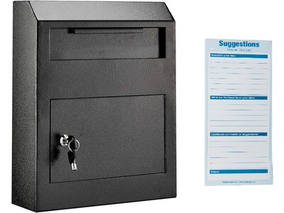 AdirOffice Heavy-Duty Secured Safe Drop Box Mailbox with Suggestion Cards, Black (631-07-BLK-PKG)