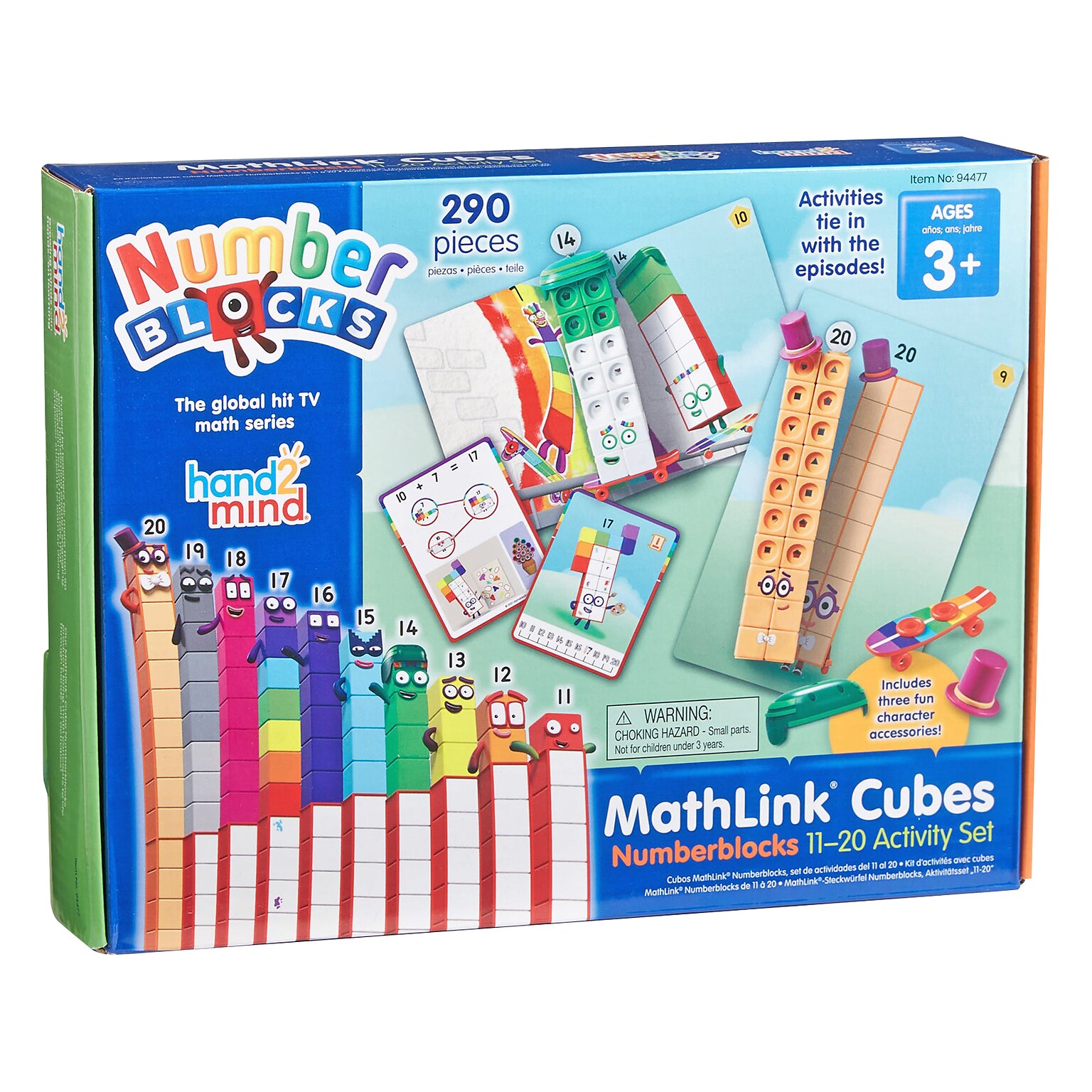 hand2mind Numberblocks MathLink Cubes 11-20 Activity Set, Assorted Colors (94477)