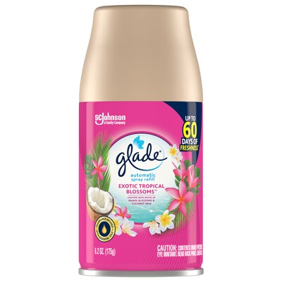 Glade Air Freshener Automatic Spray Refill, Exotic Tropical Blossoms Scent, 6.2 Oz., 4/Pack (318296)