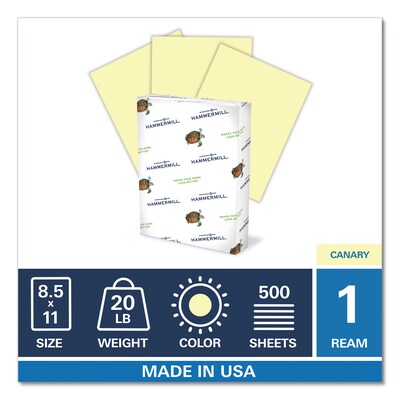 Hammermill Recycled Colored Paper, 20 lbs., 8.5 x 11, Canary, 5000 Sheets/Carton (103341)