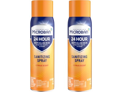 Microban 24 Disinfecting Sanitizing Spray, Citrus Scent, 15 Oz., 2/Pack (63373)
