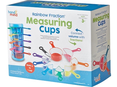 hand2mind Rainbow Fraction Measuring Cups, 9/Pack (93399)