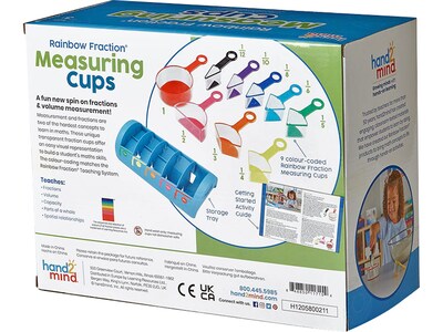 hand2mind Rainbow Fraction Measuring Cups, 9/Pack (93399)