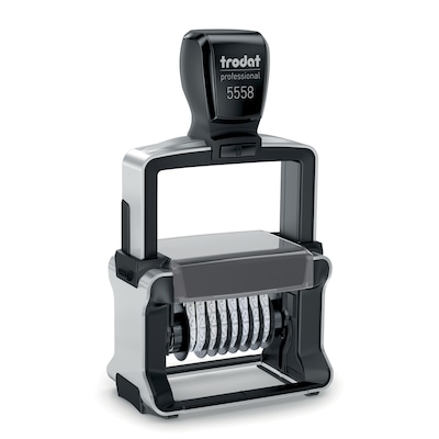 Trodat Professional 5558 Self-Inking Numberer, Eight Bands/Digits, Type Size: 2, Black