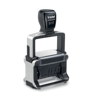 Trodat Professional 5117 12-Message and Date Stamp, Self-Inking, .38 x 2.25, Black ink