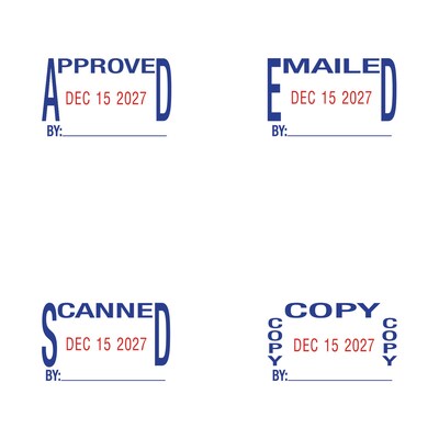 Trodat Printy 4756/4L Economy 5-in-1 Message and Date Stamp, Self-Inking, 1 x 1.63, Blue/Red ink