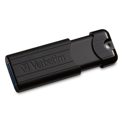Verbatim PinStripe 64GB USB 3.2 Type-A Flash Drive, Black (49318)