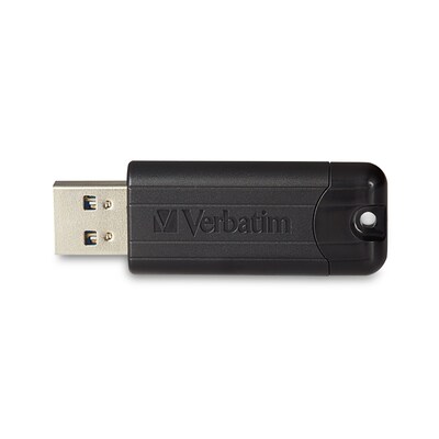 Verbatim PinStripe 64GB USB 3.2 Type-A Flash Drive, Black (49318)