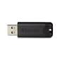 Verbatim PinStripe 64GB USB 3.2 Type-A Flash Drive, Black (49318)