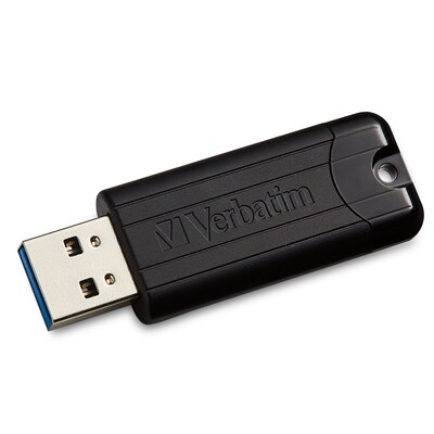 Verbatim PinStripe 128GB USB 3.2 Type A Flash Drive, Black (49319)