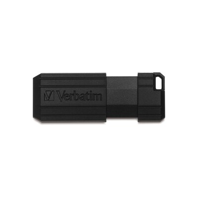 Verbatim PinStripe 32GB USB 2.0 Type A Flash Drive, Black, 10/Pack (70062)