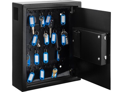 AdirOffice 40-Key Digital Lock Cabinet with Key Tags, Black (680-40-BLK-689-PKG)