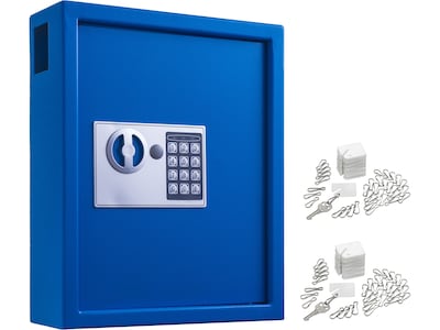 AdirOffice 40-Key Digital Lock Cabinet with Key Tags, Blue (680-40-BLU-689-PKG)