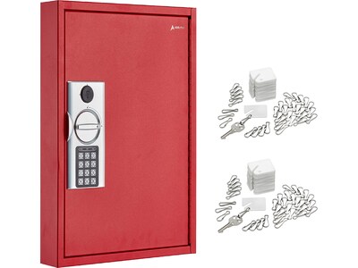 AdirOffice 60-Key Digital Lock Key Cabinet with Key Tags, Red (680-60-RED-689-PKG)