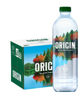 ORIGIN, 100% Natural Spring Water, 900 mL, Recycled Plastic Bottle (12 Count)