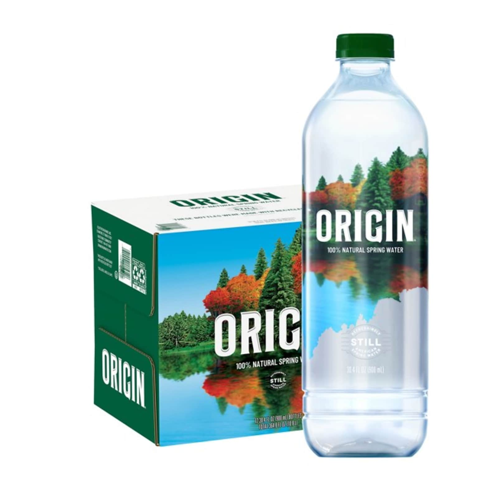 ORIGIN, 100% Natural Spring Water, 900 mL, Recycled Plastic Bottle (12 Count)